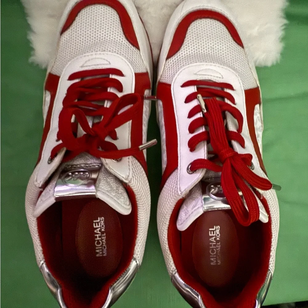 Michael Kors Red and White Women's Sneakers - Picture 7 of 7